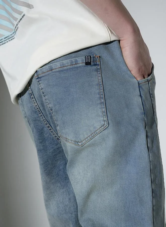 Hubberholme  Blue Relaxed Fit Jeans Solid design crafted from 100% Cotton with Button closure. for Men | Best Price UAE